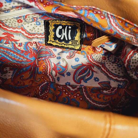 CHI by Carlos Falchi Salmon Peach Leather Handbag Vintage NWOT - Picture 4 of 7